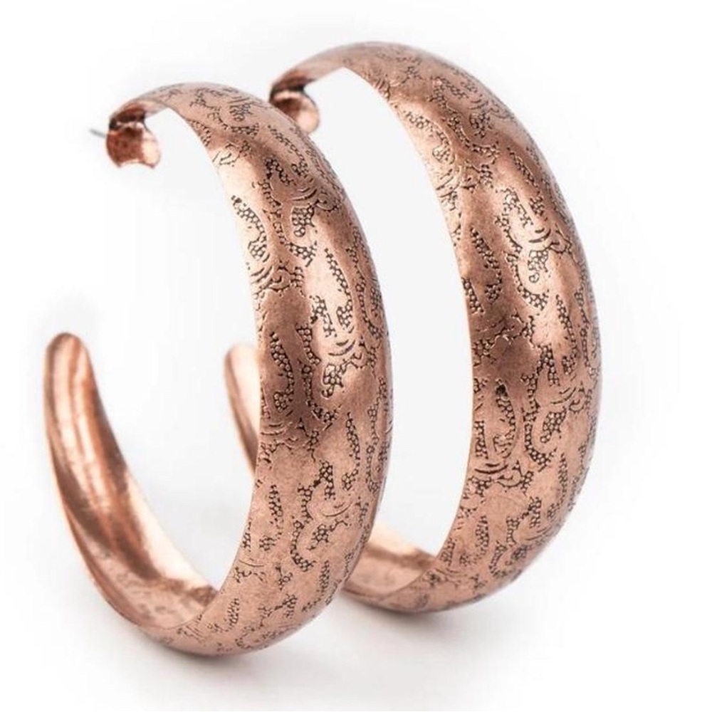 Elegant Copper Hoop Earrings - Picture 2 of 2